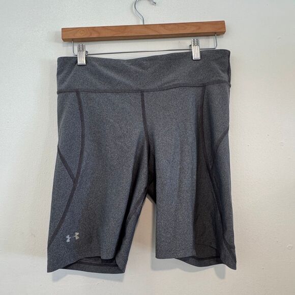 Under Armour Bike Shorts Heather Gray Size Large HeatGear - Picture 1 of 3
